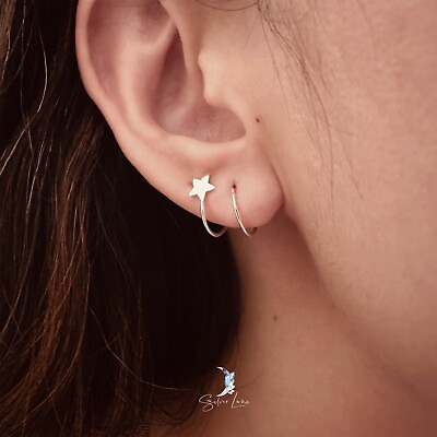 #ad 925 sterling silver spiral star wrap stud earrings $10.00