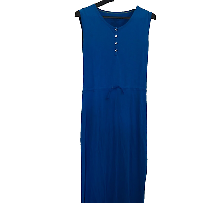 #ad Patagonia Women Dress Medium Blue Maxi Sleeveless Scoop Neck Waist Tie $18.00