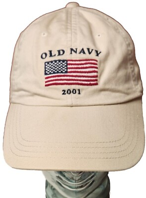 #ad 2001 Old Navy US Flag Strapback Dad Hat Size S M Cap Vintage Adjustable Embroide $17.67