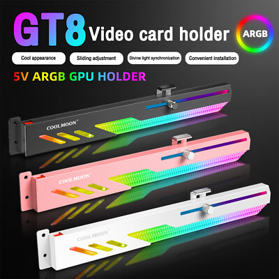 #ad COOLMOON GT8 Horizontal GPU Support 5V ARGB Bracket Video Card Stand GPU Holder $18.38