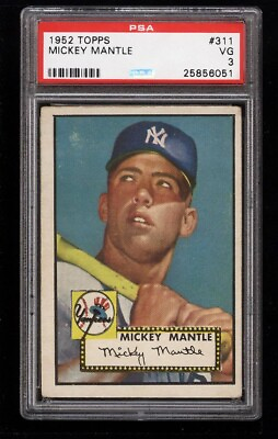 #ad 1952 Topps HOF Mickey Mantle Rookie Baseball ⚾️ Card # 311 VG PSA 3 $89500.00