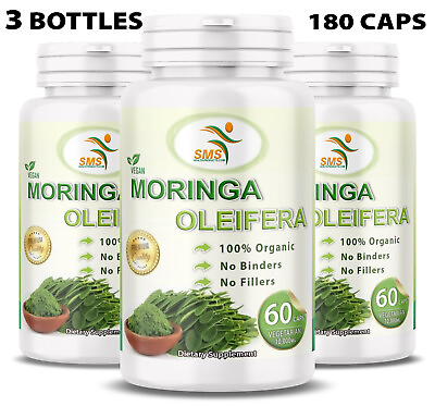 #ad Moringa Oleifera Leaf Organic Extract 10000mg Serving 100% Pure 180 Capsules $19.54