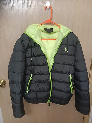 #ad Black Puffer Jacket With Hood Large $14.00