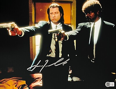 #ad John Travolta Signed 11x14 Pulp Fiction Gun Photo Beckett BAS $148.89