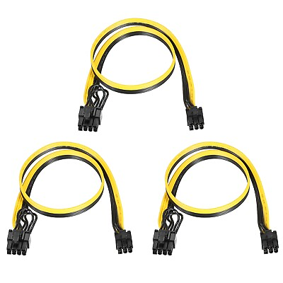 #ad PCIe Cable 6 Pin to 8 Pin 62 Male GPU Power Supply Cable 520mm 20.5quot;3pcs $14.37