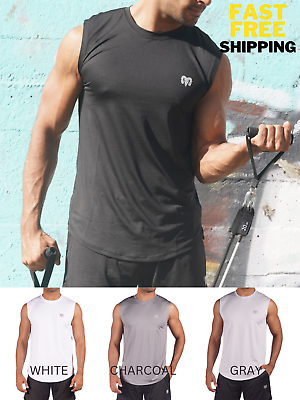 #ad 4 PACK Mens Dri Fit Workout Running Cooling Performance T Shirt Sleeveless Tee $19.99