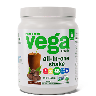 #ad Vega Organic All in One Shake Plant Based Protein Powder Chocolate 9 Servings $25.96