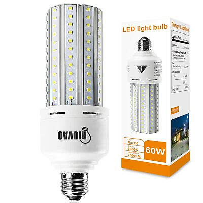 #ad 60W LED Corn Bulb 500W Equivalent Led Light Bulb 7500 Lumen Bright 5000K Dayl... $26.83