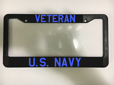 #ad Veteran US USA NAVY MILITARY Patriotic Vet Black License Plate Frame NEW $8.99