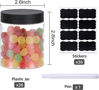 #ad 36PCS 8OZ Plastic Jars with Screw On Lids Pen and Labels Refillable Empty $23.99