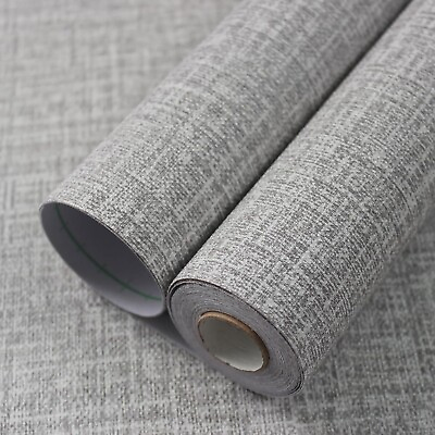 #ad Grasscloth Peel and Stick Wallpaper 15.7In X 78.7In Textured Contact Paper Gray $10.79