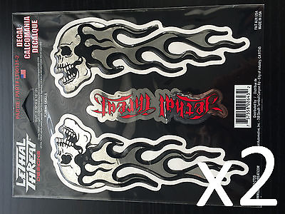 #ad Lethal Threat Flaming Skull Chrome 3 D Domed Body Decal Set Emblem Logo Sticker $6.99