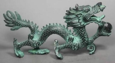 #ad Chinese Fengshui Bronze Zodiac Year Dragon Dragons Animal Hold Bead Statue N $39.80