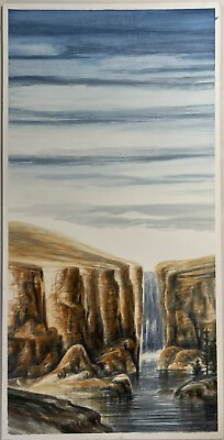 #ad Tall Clouds In Sky Over Colorful Cliffs Watercolor Painting Robert Ficarra $175.12
