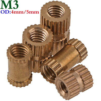 #ad M3 Outer Diameter 4mm 5mm Brass Knurled Nuts Threaded Round Insert Embedded Nuts $6.56