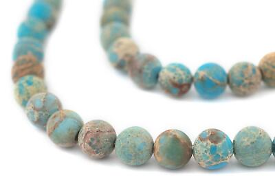 #ad Matte Turquoise Sea Sediment Jasper Beads 8mm Blue Round Gemstone 16 Inch Strand $9.99