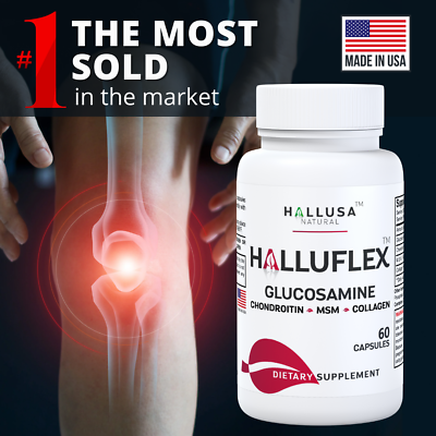 #ad HALLUFLEX Glucosamine Chondroitin Strength Joint Support Mobility 60 Cap $15.68