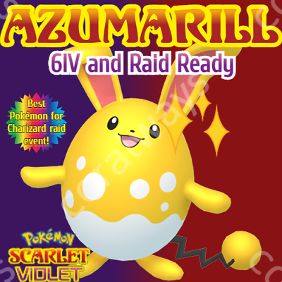 #x27;SHINY RAID READY 6IV AZUMARILL with Shell Bell #x27; Pokemon Scarlet and Violet $6.99