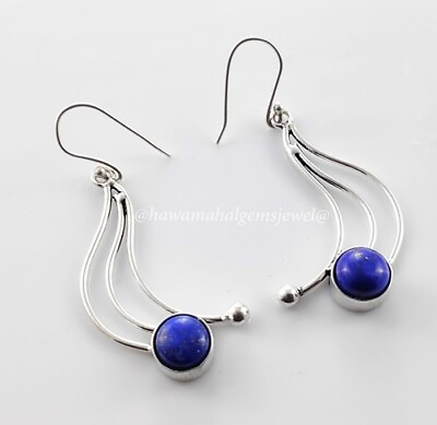#ad Fast Shipping Silver Lapis Earring 925 Solid Sterling Handmade Earrings Jewelry $13.04