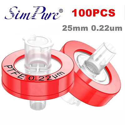 #ad 30 50 100pcs Lab PTFE Membrane Syringe Filter0.22μm Pore Size25mm Hydrophobic $33.99