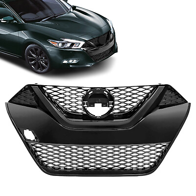 #ad NEW Fits Nissan Maxima 2016 2018 2017 Front Upper Grille Full Gloss Black $78.00