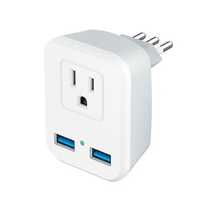 #ad Italy Chile Travel Adapter Converter Wall Plug Dual USB for US to Type L Outlet $11.69