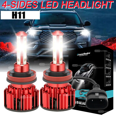 #ad #ad 4 Sides H11 LED Headlight Kit Low Beam Bulb Super Bright 6500K White 1000000LM $10.99