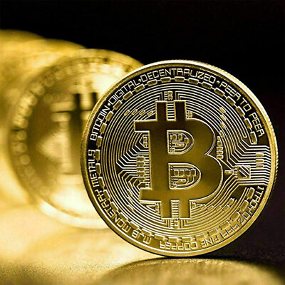 #ad Coin Souvenir BTC Metal Physical Bitcoin Commemorative Gold Plated Collectible $0.99