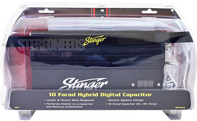#ad NEW STINGER PRO SPC5010 10 FARAD HYBRID CAPACITOR DIGITAL VOLTAGE BLACK DISPLAY $189.00