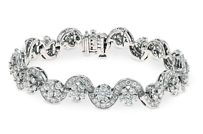 #ad Beautiful Flower Waved Design 11.05CT Sparkling Cubic Zirconia Bangle Bracelets $750.00