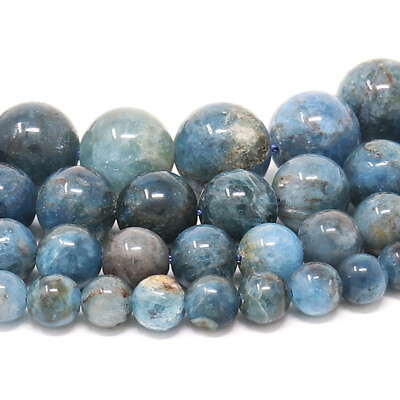 #ad Blue Apatite Beads Gemstone Round Loose 6mm 8mm 10mm 12mm 15.5quot; Strand $9.98