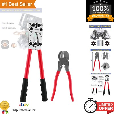 #ad Heavy Duty Cable Lug Crimping Tool with Wire Cutter Ergonomic Design $32.79