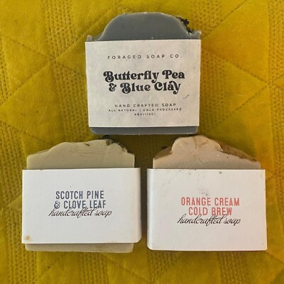 #ad Foraged Soap Co Set of 3 Handcrafted All Natural Cold Processed 3 Soap Bars $14.00