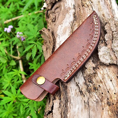 #ad Handmade Genuine Leather Sheath Fixed Hunting Blade Knife Engraved Belt Loop 347 $12.55