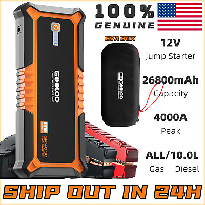 #ad GOOLOO 4000A Car Jump Starter 26800mAh Portable Power Bank Car Battery Booster $89.99