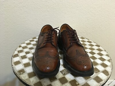 #ad #ad VINTAGE USA CHURCHILL WING TIP BROWN LEATHER LACE UP POWER SHOES 8.5 D $189.99