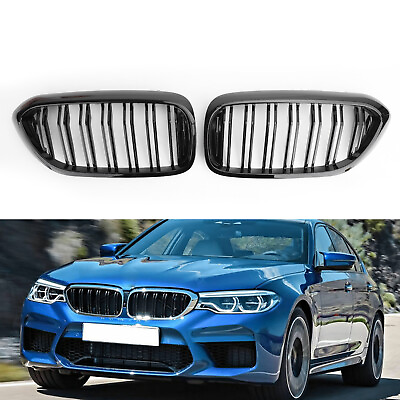 #ad Front Kidney Grille Glossy Black Double Slat For BMW 5Series G30 G31 Sedan 17 19 $71.73