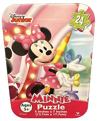 #ad Disney MINNIE MOUSE Bow tique Puzzle in Collectible Tin 24 Pc 5x7 Travel NEW $13.20