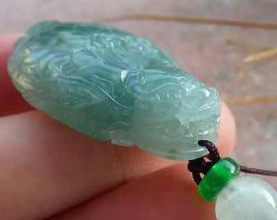 #ad Certified Icy Green 100% Natural A JADE JADEITE PENDANT Dragon Turtle 412432 $102.40