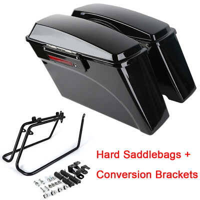 #ad Black Hard Saddlebags W Conversion Brackets For 2008 2017 Harley Dyna Models $266.00