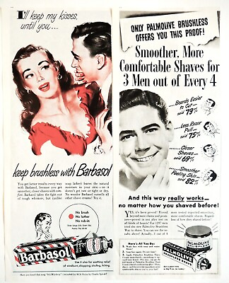 #ad Barbasol Palmolive shave cream ad vintage 1940#x27;s 2 pg original advertisement $14.94