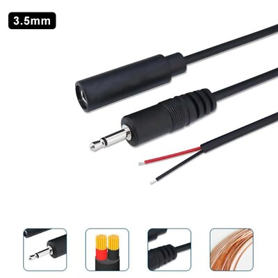 #ad 2pin DIY 3.5mm mono Male female connector Stereo Audio Cable wire Charger Line $0.99