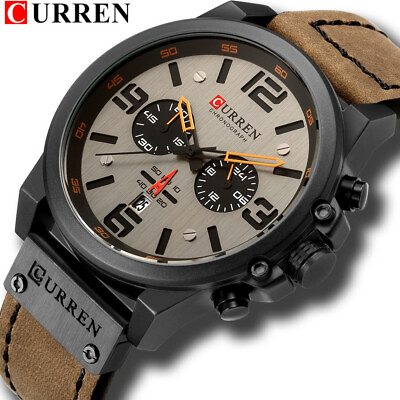 #ad CURREN Men Watch Top Brand Men Military Sport Wristwatch Leather Quartz Watches $19.57
