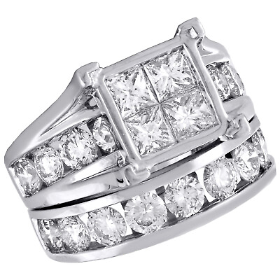 #ad Princess Cut Diamond Engagement Ring 5 Ct. White Gold Wedding Bridal Set $7495.00