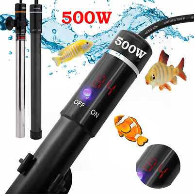 #ad 500W Submersible Aquarium Fish Tank Heater Rod Heating Adjustable Thermostat $33.63