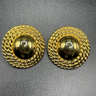 #ad Anne Klein 80’s Round Gold Tone Clip Earrings $15.00