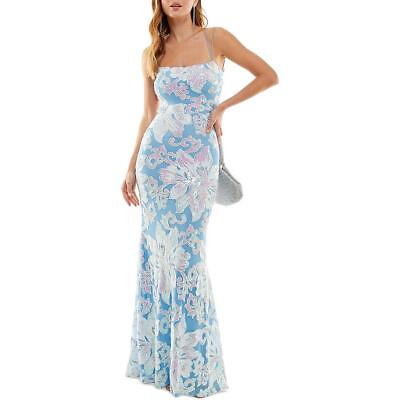 #ad B. Darlin Womens Sequined Strappy Long Evening Dress Gown Juniors BHFO 5402 $46.99