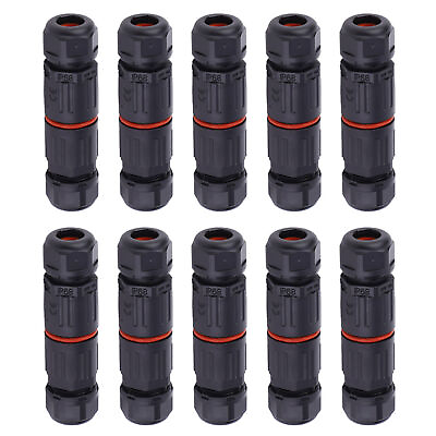#ad 10PCS IP68 Waterproof Electrical Wire Cable 3Pin Connector Outdoor Plug Socket $11.36