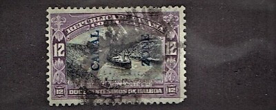 #ad 1917 CANAL ZONE Overprint 12c Purple amp; Blk SS Panama in Culebra Cut Sc#45 Used $3.00