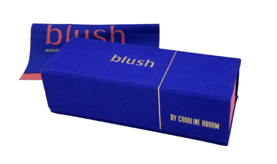 #ad blush by caroline abram Eyeglasses Case Hard Blue Rectangle Collapsable w Cloth $35.00
